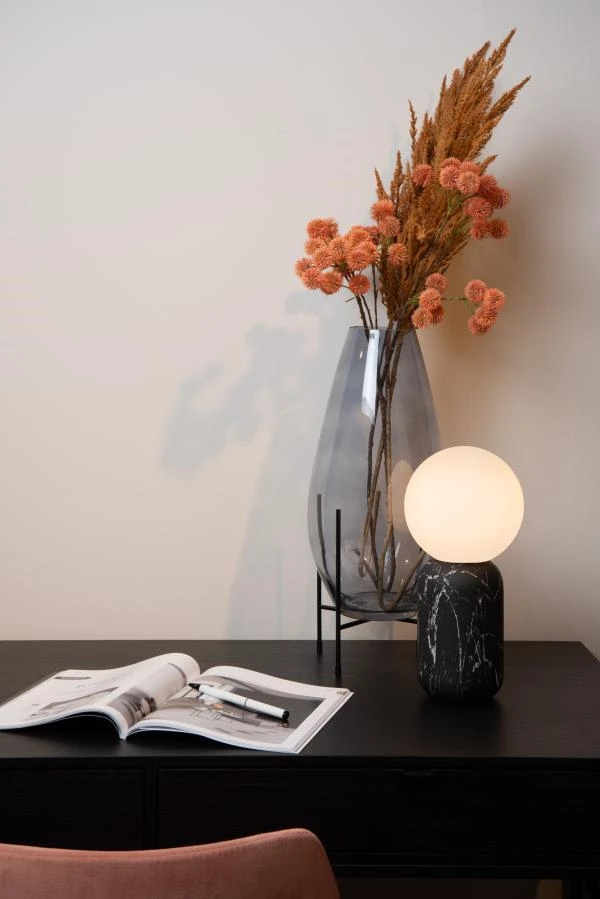 Lucide MARBOL - Lampe de table - Ø 15 cm - 1xE27 - Noir - ambiance 1